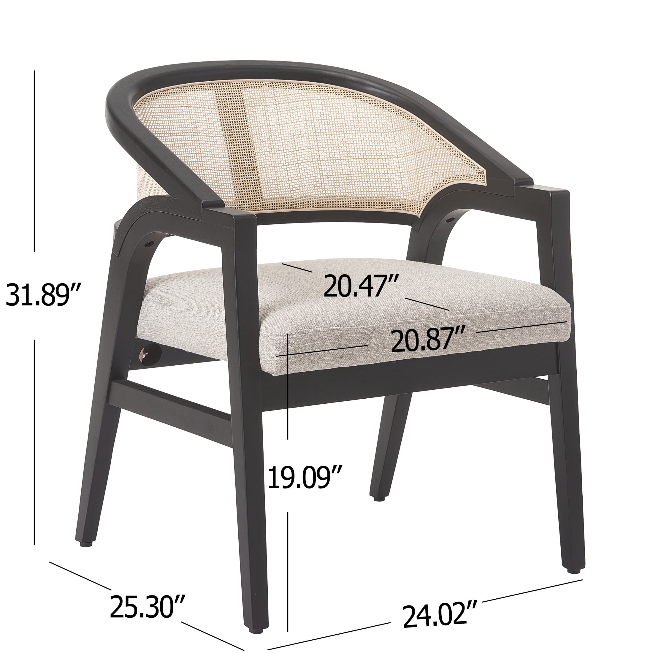 Christopher Knight Home Modern Dining Arm Chairs with Cane Back, Wood Frame, Black, Set of 6