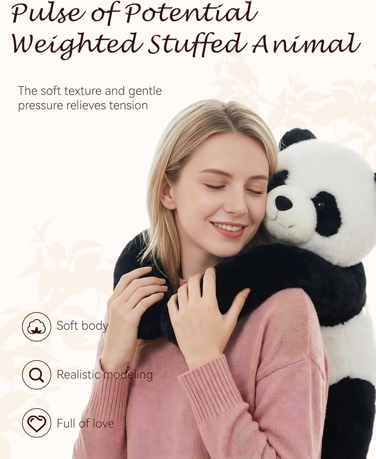 Pulse of Potential Weighted Stuffed Animal – The Panda Plush with Extra-Long Arms, Soft Huggable Weighted Plush for Relaxation, Comfort & Everyday Calm, for Home, Work & Travel (Panda-25.6'')