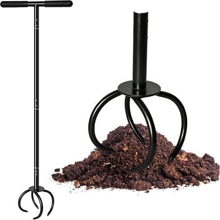 Garden Twist Tiller Cultivator, Manual Hand Tiller Garden Claw Heavy Duty, Lawn Aerator Soil Lossener with Steel Tines and Ergonomic Handle for Garden Bed and Plant Box