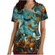 thumbnail image 2 of Fiudx Ofertas Flash Artículos En Oferta Top de Trabajo con Bolsillo y Manga Corta con Estampado de Halloween y Cuello En V para Mujer, 2 of 5