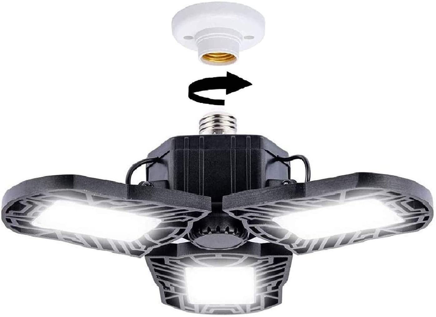 2 Pack LED Garage Lights Deformable Adjustable E26 LED Garage Ceiling
