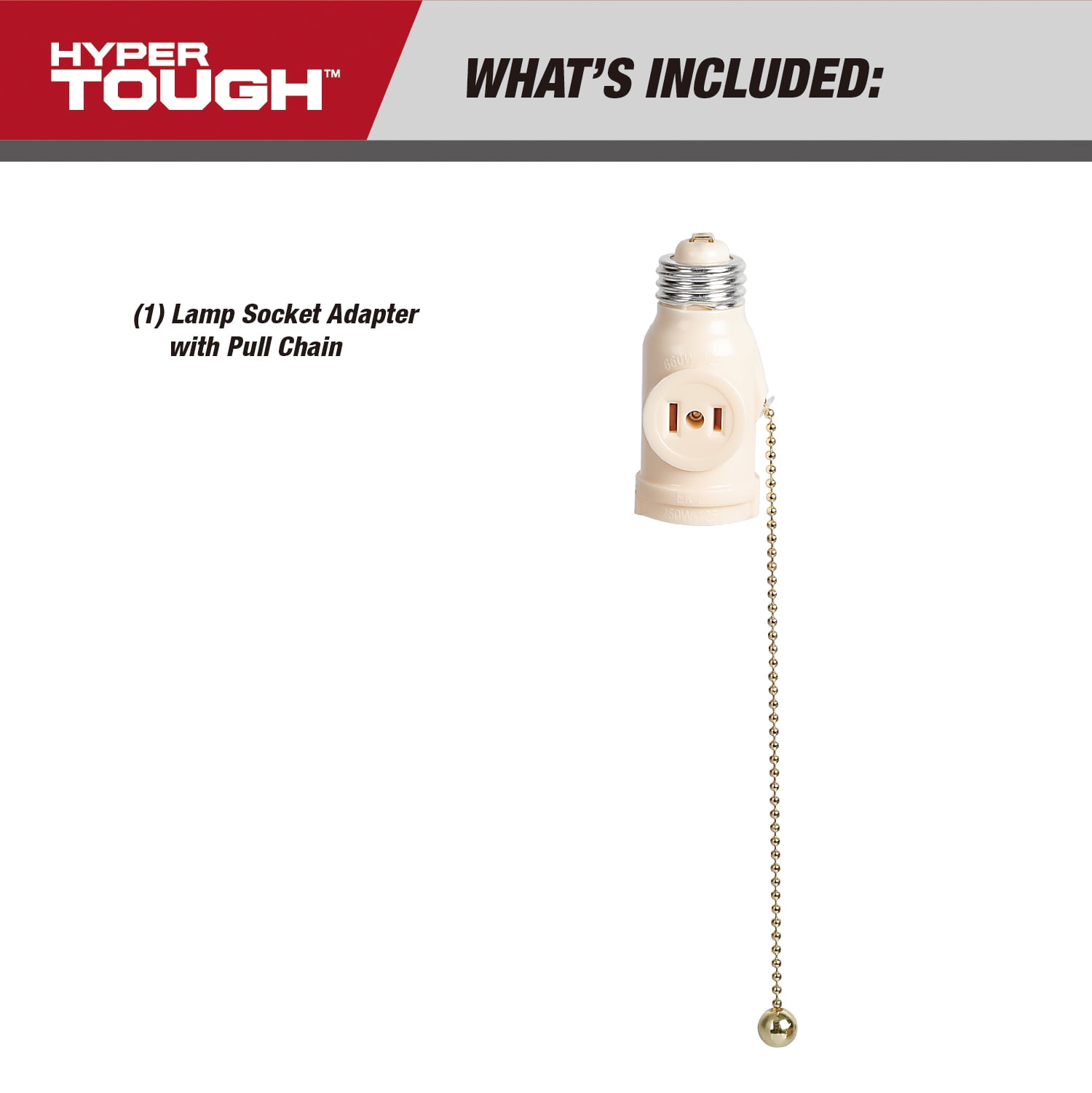 Hyper Tough Lamp Socket Adapter with Pull Chain