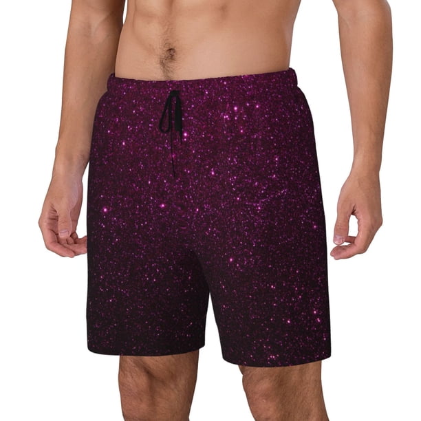 Balery Dark Purple Glitter Bañador para hombre, shorts de playa de secado rápido con entrepierna y forro de compresión-3X-Large