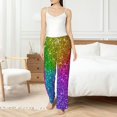 thumbnail image 4 of Cauagu Colorful Glitter Pajama Pants for Women Loose Fit Wide Leg Trouser Pants Casual Elastic Waist Drawstring Lounge Pants, 4 of 6