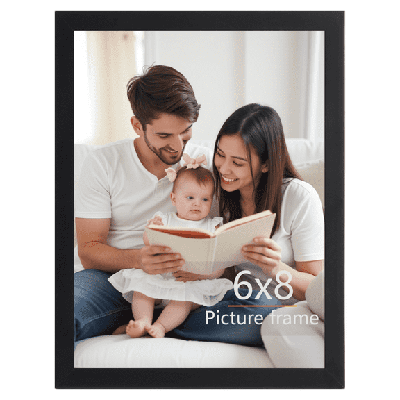 1 Pack 6x8 Picture Frame, 6 by 8 Photo Frame for Wall Tabletop Display, Single, Black