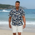 thumbnail image 2 of Sumtumn Beach Shirts for Men Short Sleeve Hawaiian Navy Blue Floral Shirt Button Down Aloha Shirts, 2 of 7