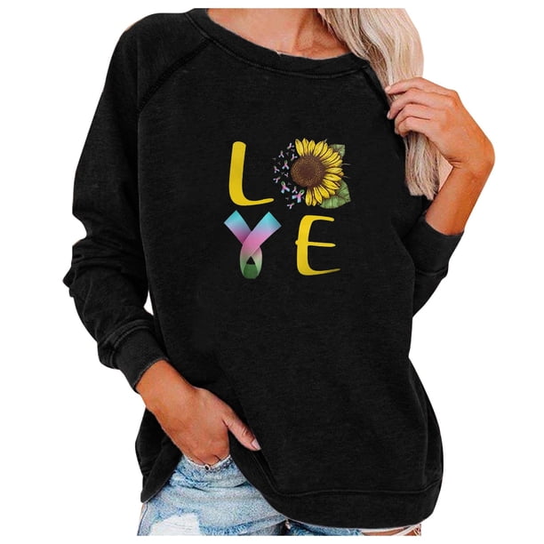 Moda Mujer Casual Impresión O-cuello Manga larga Sudadera Tops Camiseta Blusa Fridja fksj465