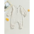 thumbnail image 2 of GXFC Infant Baby Boy Girls Fall One Piece Jumpsuits Newborn Long Sleeve Button Romper Shorts Toddler Autumn Bodysuit Clothes 0-12M, 2 of 8