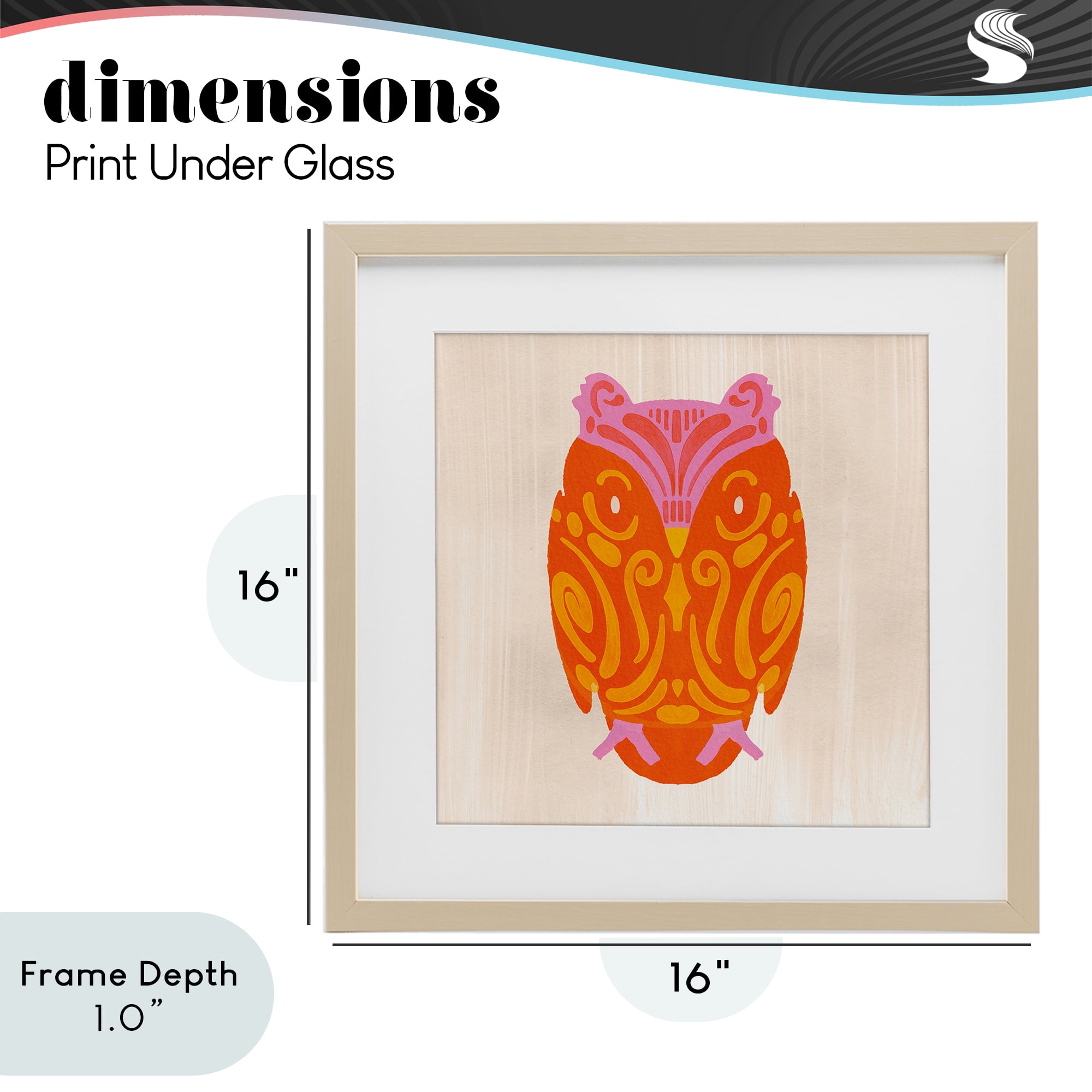 Stupell Industries Vibrant Folk Owl Motif Birch Framed Print Under Glass, design by The Paper Curator