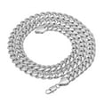 thumbnail image 4 of Men's 9mm Chunky Rhodium Plated Flat Cuban Link Curb Chain Necklace, 24 inches, 4 of 7
