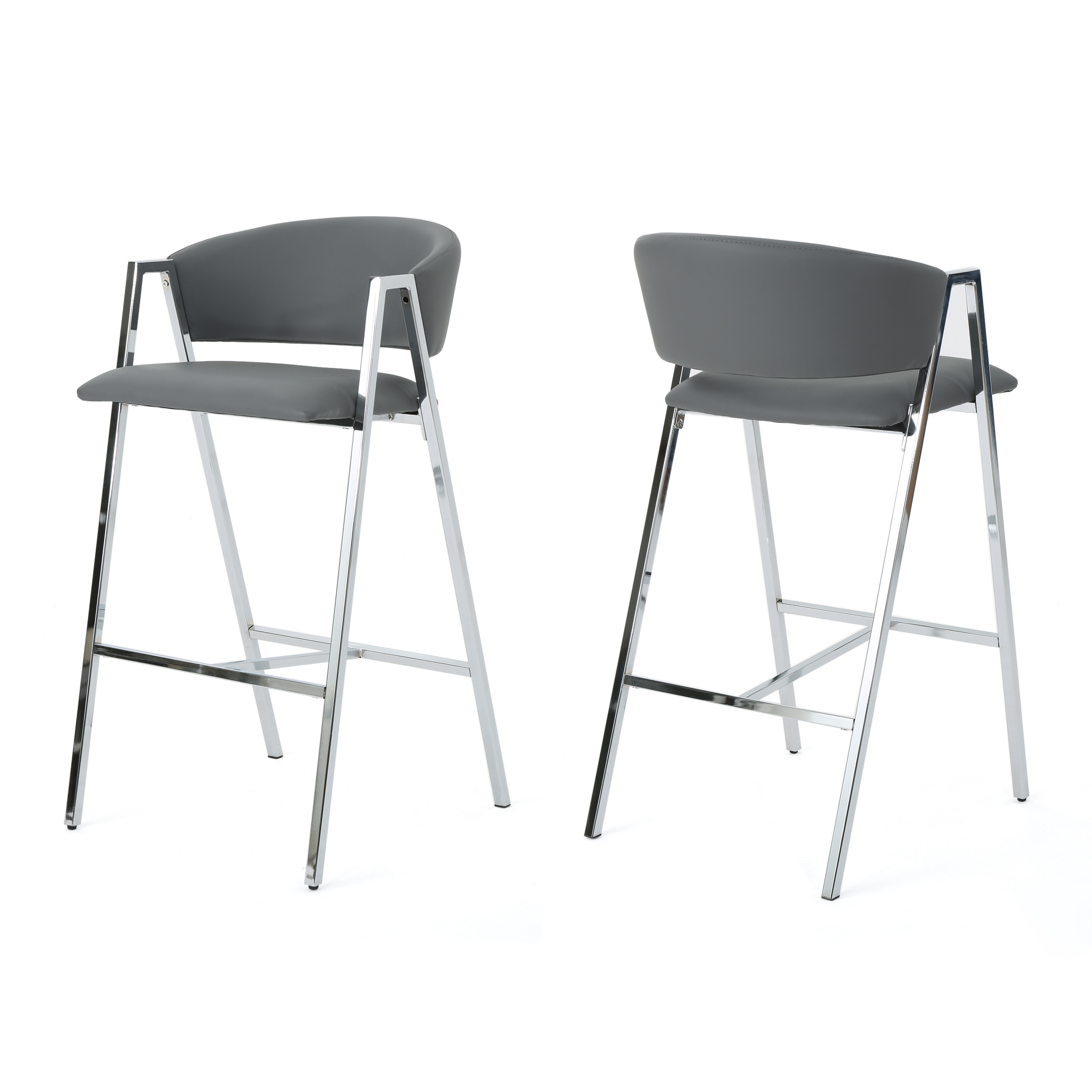 Noble House Modern Leather 28.25 Inch Barstool,Grey