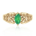 thumbnail image 3 of Galaxy Gold 14K Yellow Gold Natural Marquis-Shaped Emerald Filigree Solitaire Ring - May Birthstone - Abundance & Joy - Sizes 5.5 to 11 - Fine Jewelry for Women, 3 of 3