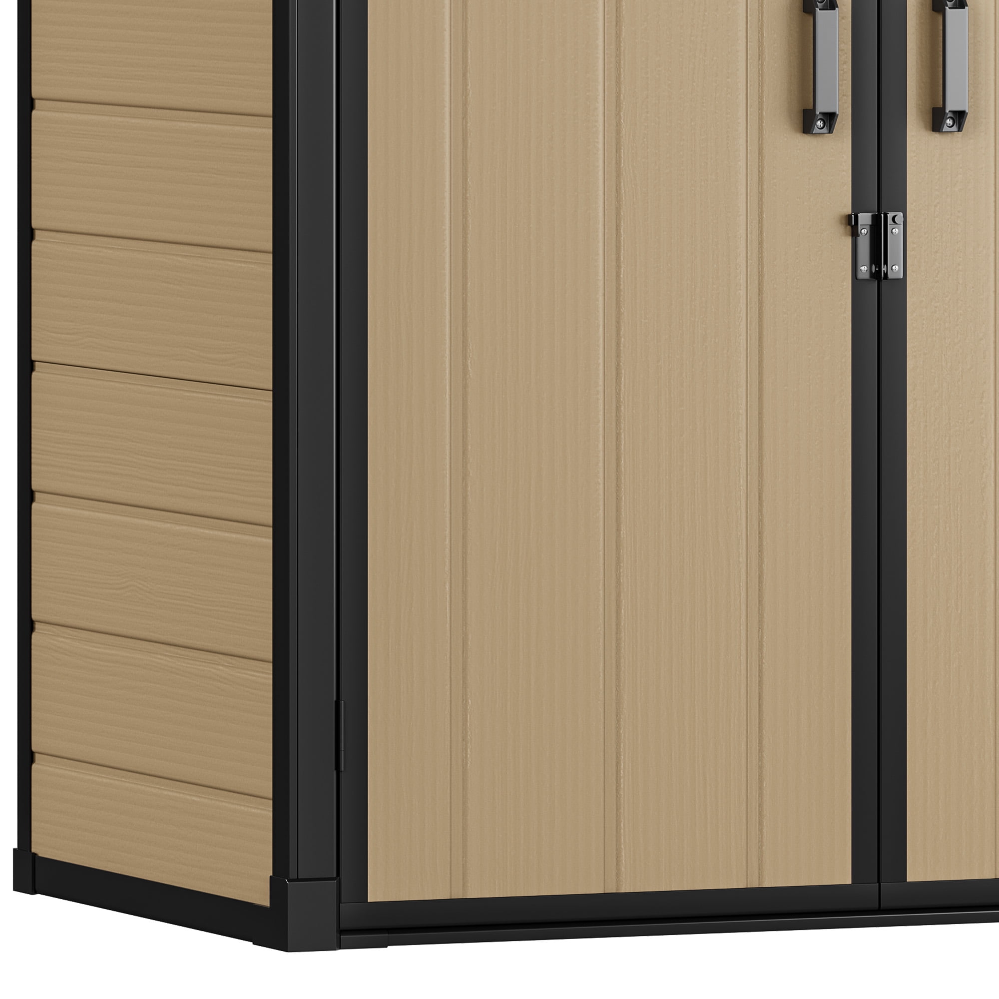 Uforic 51 Cu Ft Outdoor Vertical Storage Shed with Floor & 2 Shelves, Waterproof, Lockable (Brown)