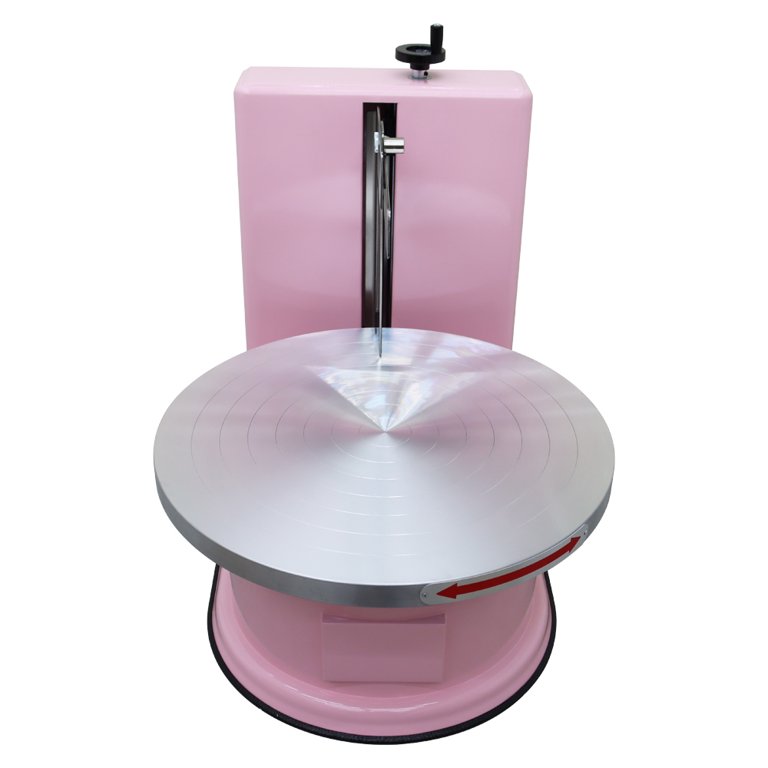 Electric Cake Decorating Machine – 200W, 60-320 RPM, With LCD Display – Icing & Cream Spreader For 4" To 12" Cakes (Pink)