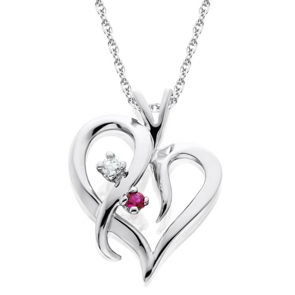 Pompeii Ruby & Diamond Heart Pendant 14K White Gold (G-H,I2-I3)