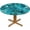 Square Glass Mosaic, variant on Square Glass Mosaic Round Table Cloth Turquoise Blue Asian Temple Wall Elastic Edged Table Cover Fade and Stain Resistant Table Cloths Easy to Clean Fits Tables 40-44" Diameter