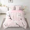 thumbnail image 2 of Manfei Oriental Cherry Bedding Comforter Set 7 Pieces,Peach Blossom Full Bedding Set,Pink Flower Floral Fitted Sheet Flat Sheet For Girl,Super Cozy Room Decor,Reversible, 2 of 8