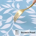 thumbnail image 5 of Round Fitted Tablecloth with Elastic Edge, 100% Waterproof Oil Proof Plastic Table Cover, Vinyl Flannel Backed Tablecloth Fits 36"-44" Round Tables for Dinner, Outdoor, Picnic, Blue Leaves, 5 of 6