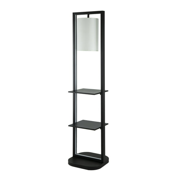 A&B Home Floor Lamp with Shelves - 16.5"W x 17"L x 74"H - Black/White