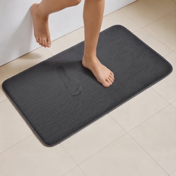 Lonian Bathroom Rug,Memory Foam Bath Mat,20" x 31", Dark Gray