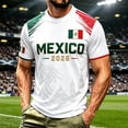 thumbnail image 2 of WAYUTE Men's Mexico Soccer T-Shirt Short Sleeve Crew Neck Football T-Shirts for Men National Flag Colors Design Graphic Casual Breathable Sporty Tee Top,White,XL, 2 of 5