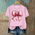thumbnail image 4 of WHLBF Tops for Women Bow Print Valentine Romantic Round Neck Short Sleeve Blouse Pink XXXL, 4 of 6
