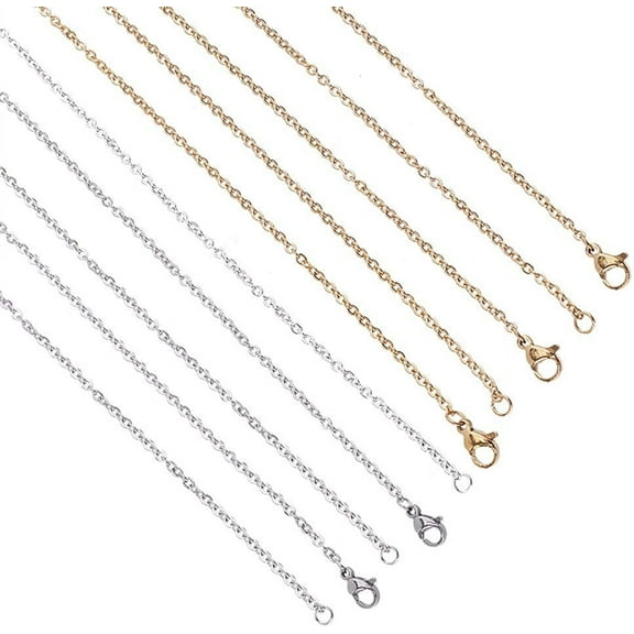 17.7inch Steel Cable Chain 20pcs Stainless Steel Cable Chains 2mm Wide Necklace Chain with Lobster Claw Clasps Chain Necklaces for DIY Jewelry Necklace Making