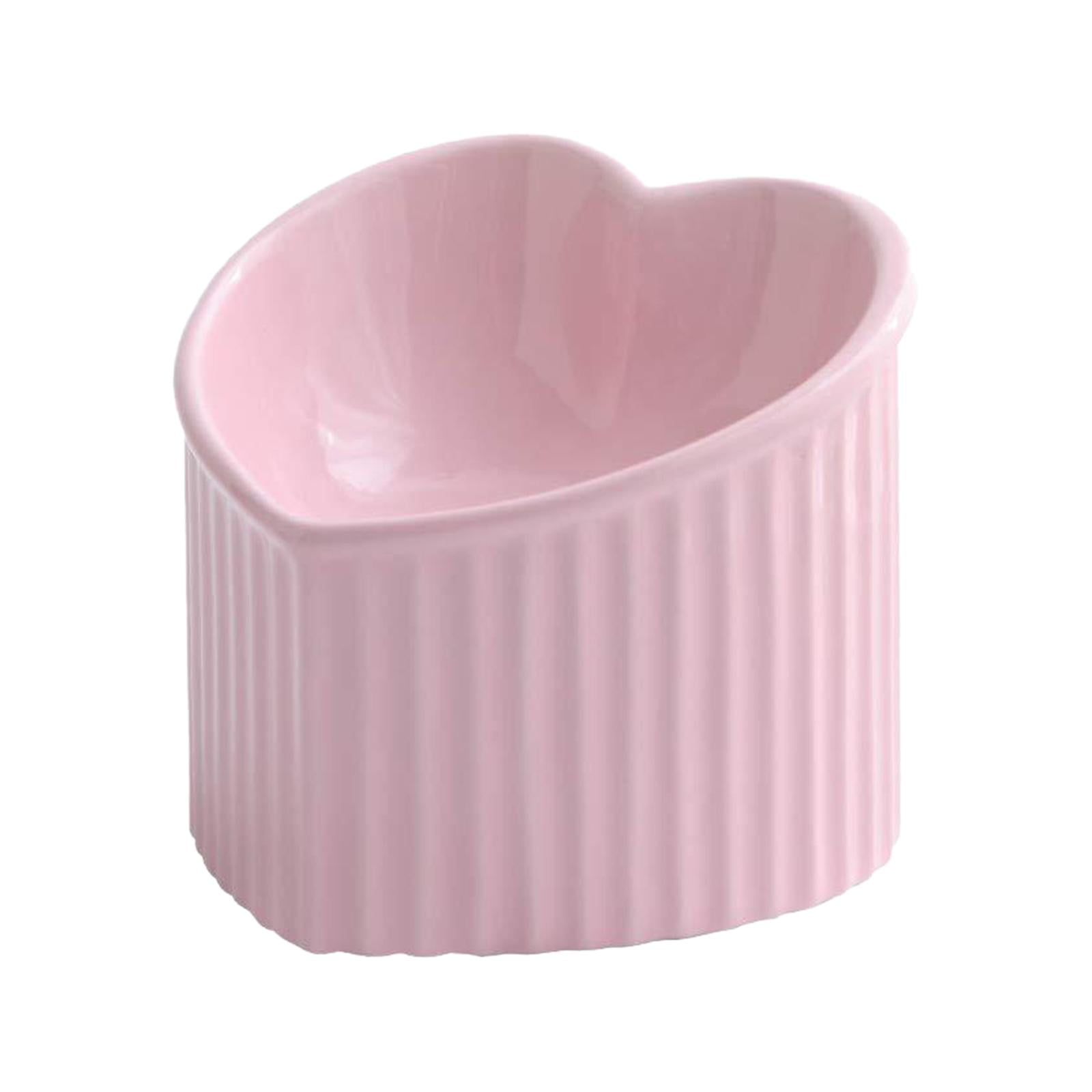 Ceramic Tilted Elevated Cat Bowl Heart Shape Porcelain Easily Wash Food