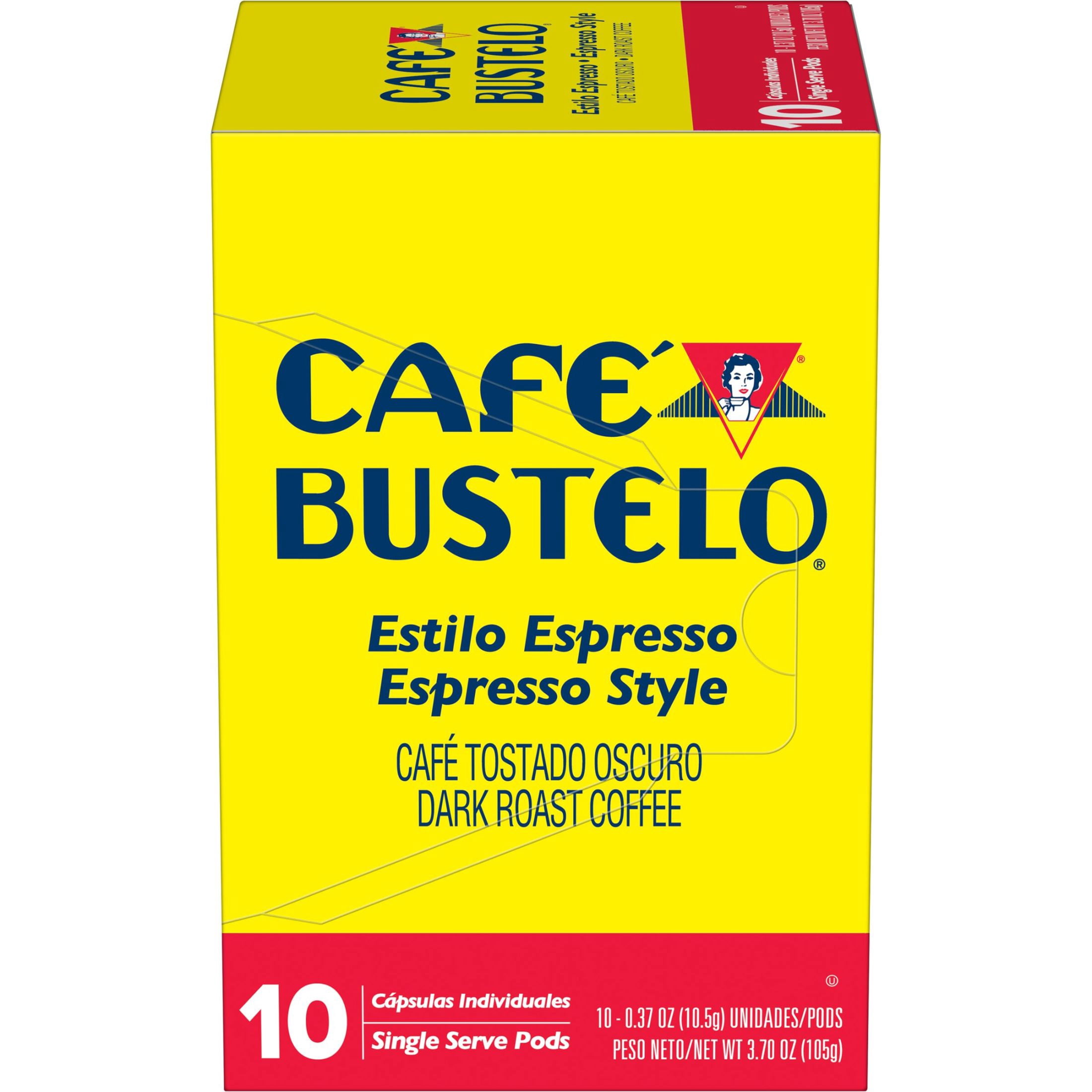Cafe Bustelo Espresso Style Dark Roast Coffee, Single Serve Pods, 10 Count