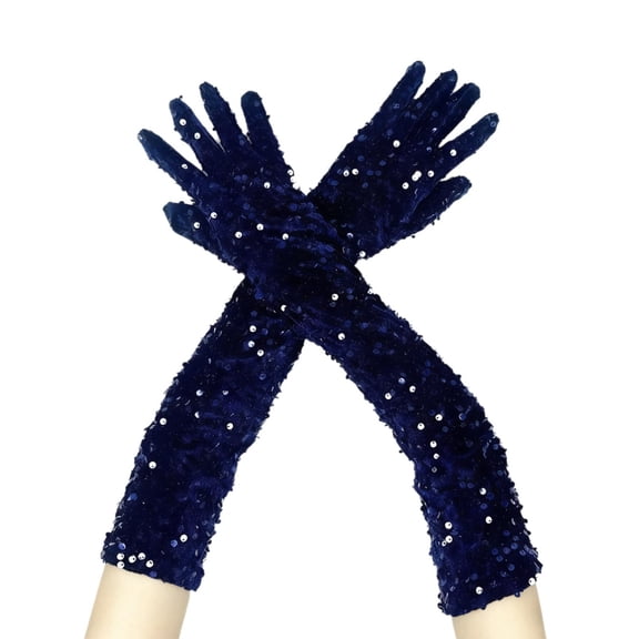 IDALL Knit Gloves Elbow Length Gloves Opera Gloves Long Sleeve Gloves Women Tea Party Gloves for Women Long Gloves Women Formal Long Gloves Women Navy 1 One Size