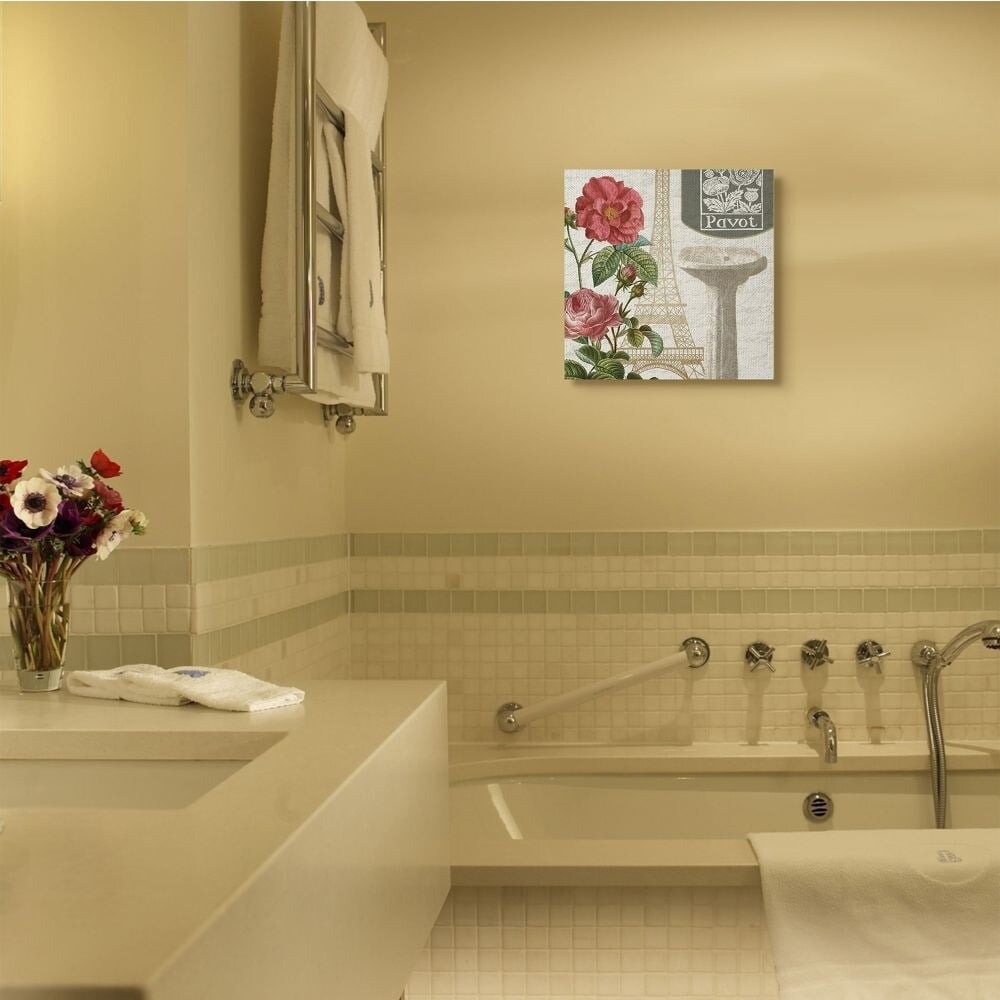 Stupell Industries Paris Flower Market Bath Sink Design Canvas Wall Art by Kim Allen