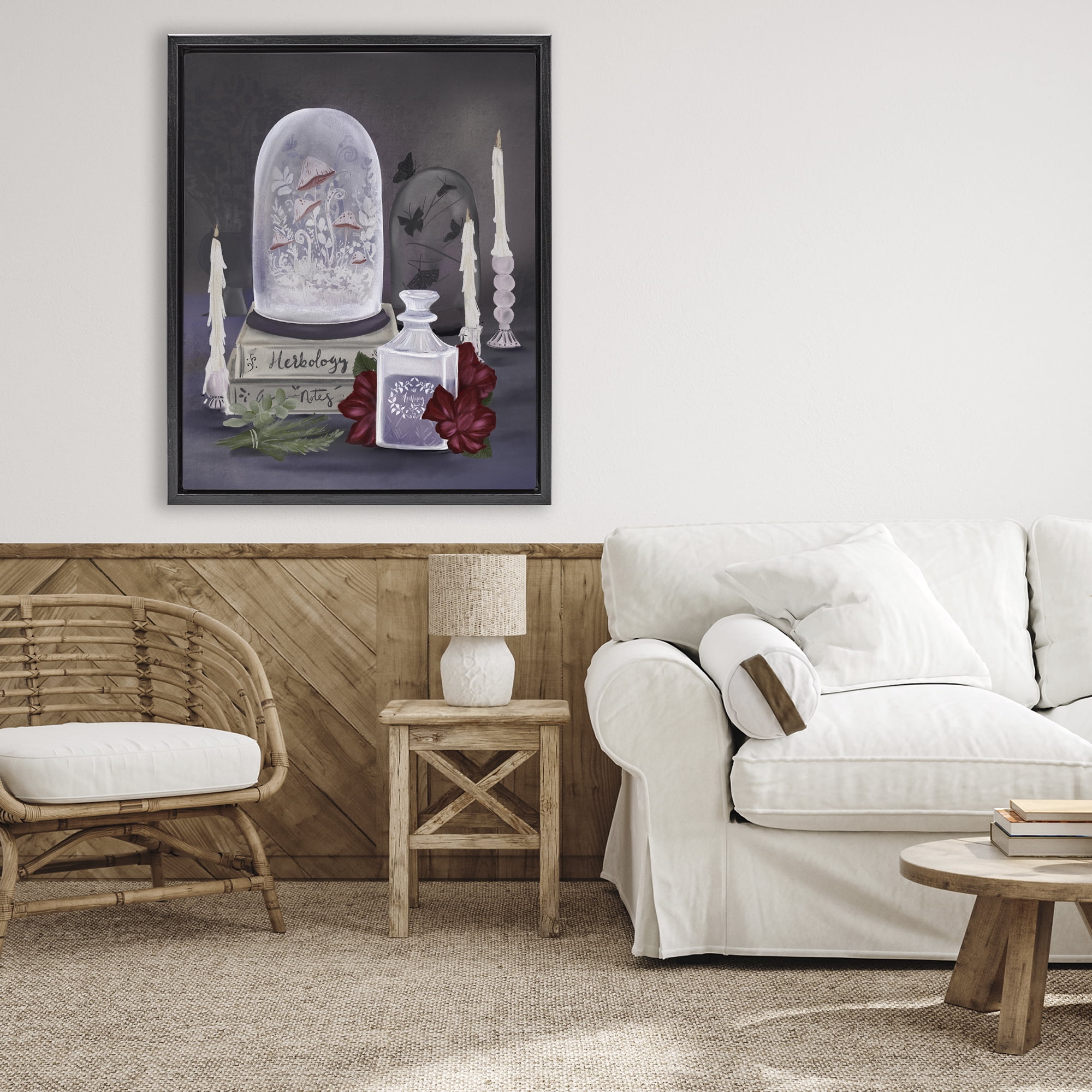Stupell Industries Spooky Apothecary Vibes Black Framed Floater Canvas Wall Art, design by Adreane Fippinger