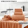 thumbnail image 6 of Kebury 8 Piece Bath Towel Set, 2 Oversize Bath Towels, 2 Hand Towels, 4 Washclothes, Soft Towel Quick Dry Highly Absorbent Shower Bathroom Towels Set Hotel Collection (Orange Red), 6 of 8
