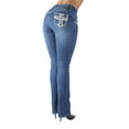 thumbnail image 6 of Fashion2Love Women's Juniors Butt Lift Mid Waist Ripped Distressed Boot Leg Jeans, 6 of 10