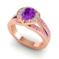 thumbnail image 2 of Diamond-Capitals 2.35 Carat Oval Cut Amethyst & Pink Sapphire Gemstone Beautiful Proposal Ring for her Solid 18K Rose Gold Size 7.5, 2 of 8