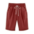 thumbnail image 4 of YUGYXL Womens Plus Size Bermuda Pants Elastic Waist Loose Comfy Knee Length Shorts Drawstring Summer Business Shorts Brown M, 4 of 4