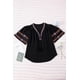 thumbnail image 1 of ABPHQTO Top de cuello en V de media manga bordado con cordón de borla negra para mujer, 1 of 5