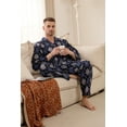 thumbnail image 4 of U2SKIIN Men Button Down Pajama Set, 100% Cotton Lounge Plaid Fun Prints Sleepwear With Pockets,(Blue Grey Rhombus Plaid,2XL), 4 of 5