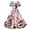 Black powder flower, variant on Women'S Artistic Blue Floral Dress Square Neck Short Sleeve Fit And Flare Vintage Swing Midi Dress