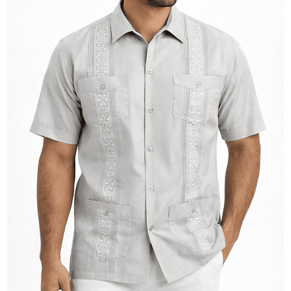 Victory Outfitters Men's Short Sleeve Button Up Guayabera Shirt - White - S