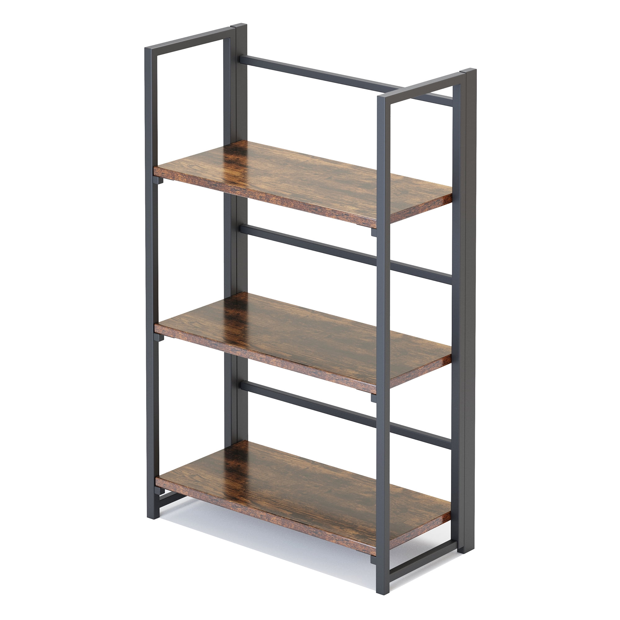 Threelayer folding bookshelfblack paint + retro color