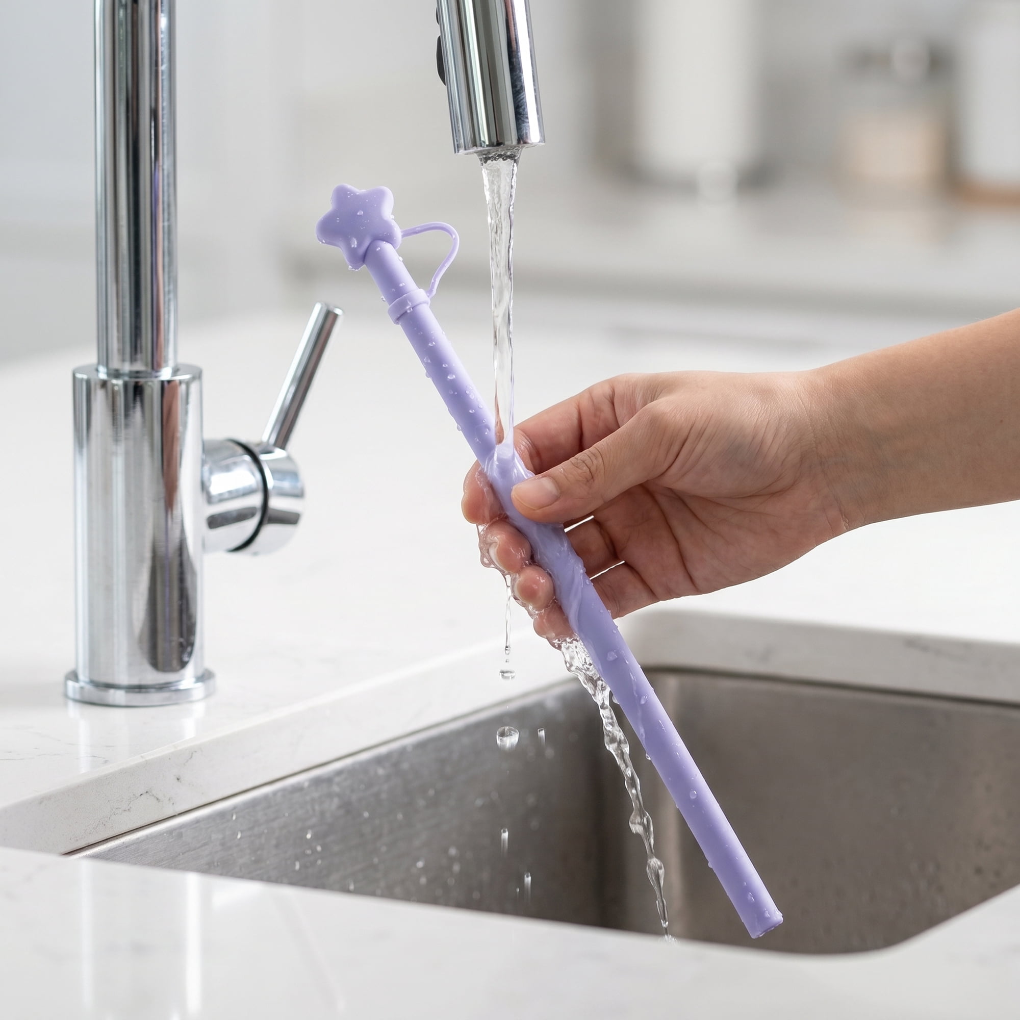 Unique Bargains 6Pcs Reusable Silicone Straws Drinking Straws Purple