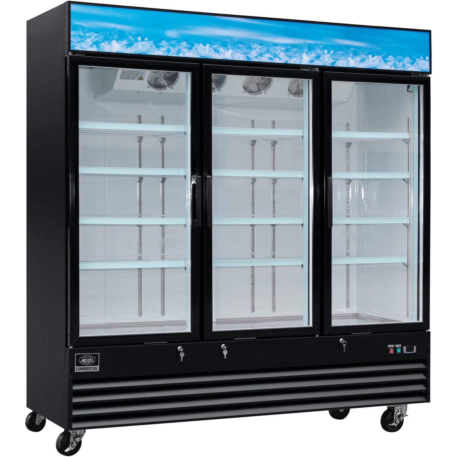 Global Industrial 243051 Nexel Merchandiser Freezer - 3 Glass Swing Doors 52 cu. ft.