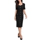 thumbnail image 2 of Vestido de trabajo INSPIRE CHIC para mujeres, con cuello cuadrado, mangas cortas, botones, vestido vintage tipo sheath midi con cinturón en color negro, 2 of 6