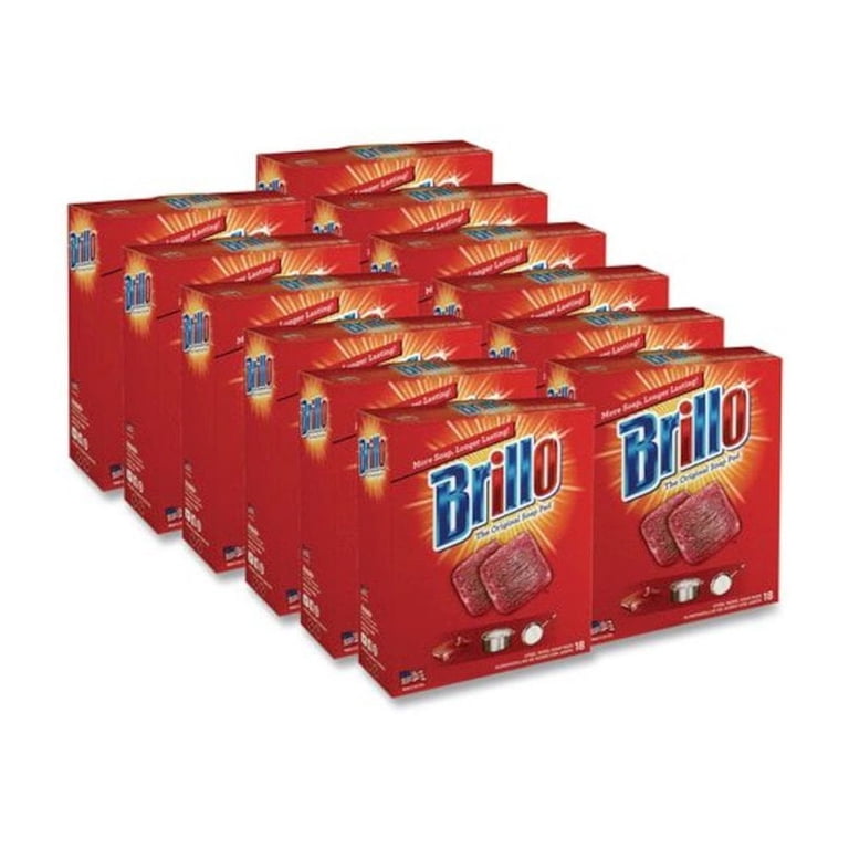 Brillo Steel Wool Scouring Pads - 18 Pads For Pots, Pans, Grills & Dishes