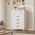 thumbnail image 4 of Commode à 5 Tiroirs pour Chambre, Commode Verticale de 41,3 Po de Hauteur avec Grand Rangement, Coffre de Garde-Robe Autoportant en Bois pour Chambre, Salon, Blanc, 4 of 7