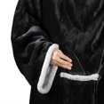 thumbnail image 3 of Microplush Sherpa Blanket with Sleeves for Women and Men Black, 3 of 7