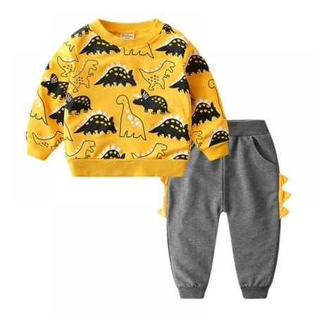 

Orchip Toddler Infant Baby Boy Hoodie Long Sleeve Dinosaur Print Sweatshirt + Pants 2 Outfit
