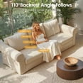 thumbnail image 4 of Vorthio Life 89" Farmhouse 3-Seater Sofa, Deep Seat Couch with High Back Support, Washable Removable Cover, Rolled Arms, Beige, 4 of 11