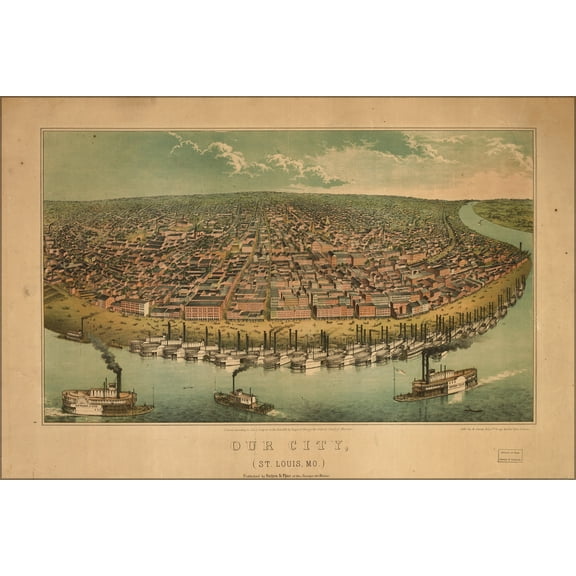 24"x36" Gallery Poster, map of Our city St. Louis missouri 1859